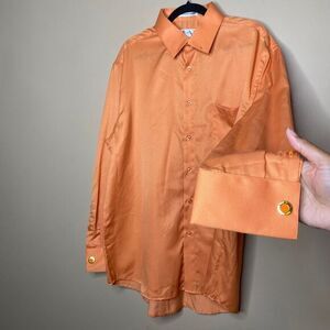 Karl Knox Men's Single Needle Tailoring Dress Shirt Cuff Link Sleeves Size 17.5‎